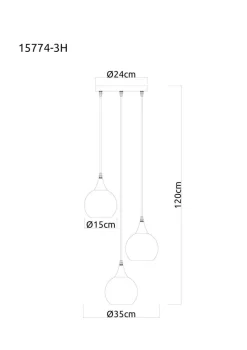 GLOBO Pendelleuchte Nika schwarz Glas Metall E27 3 Brennstellen