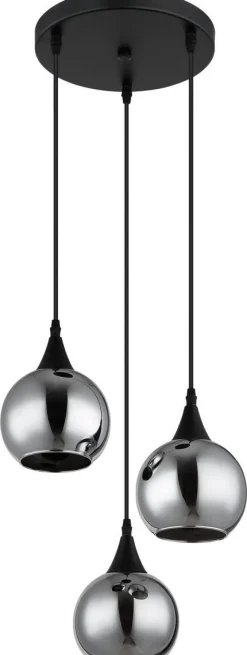 GLOBO Pendelleuchte Nika schwarz Glas Metall E27 3 Brennstellen