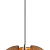 GLOBO Pendelleuchte SAKURA 30534446 natur dunkelbraun schwarz MDF Metall Hanfseil H/D: ca. 150x44 cm E27 1 Brennstellen