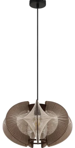 GLOBO Pendelleuchte SAKURA 30534446 natur dunkelbraun schwarz MDF Metall Hanfseil H/D: ca. 150x44 cm E27 1 Brennstellen