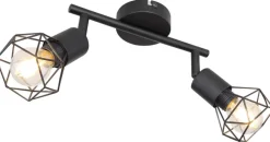 GLOBO Spotbalken 54802S-2 schwarz Metall B/H/L: ca. 8x14x22 cm E14 2 Brennstellen