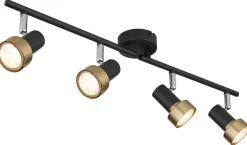 GLOBO Spot mattschwarz Chrom altgold Metall B/H/T: ca. 60x13,5x8,5 cm GU10 4 Brennstellen