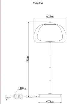 GLOBO Stehlampe gold Metall Glas B/H/L: ca. 44x37x44 cm