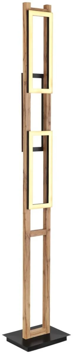 GLOBO Stehlampe ILLA 67266S dunkelbraun mattschwarz Metall MDF B/H/L: ca. 20x150x25 cm 1 Brennstellen