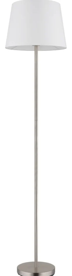 GLOBO Stehlampe JORIS 40100101 nickel weiß schwarz Metall Textil H/D: ca. 151x35 cm 1 Brennstellen