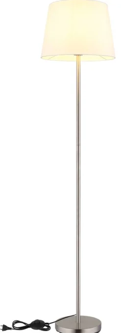 GLOBO Stehlampe JORIS 40100101 nickel weiß schwarz Metall Textil H/D: ca. 151x35 cm 1 Brennstellen
