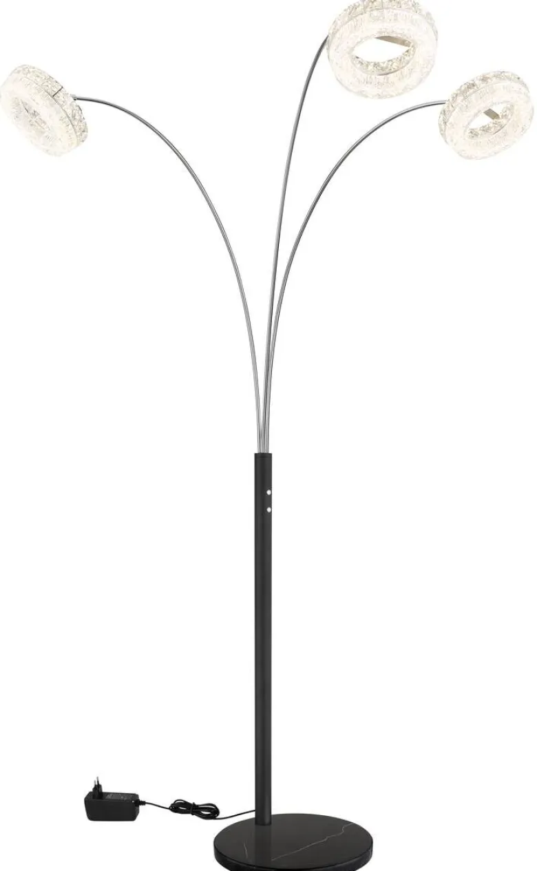 GLOBO Stehlampe klar schwarz Metall Acryl Glas B/H/L: ca. 102x190x82,5 cm 1 Brennstellen