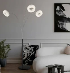 GLOBO Stehlampe klar schwarz Metall Acryl Glas B/H/L: ca. 102x190x82,5 cm 1 Brennstellen