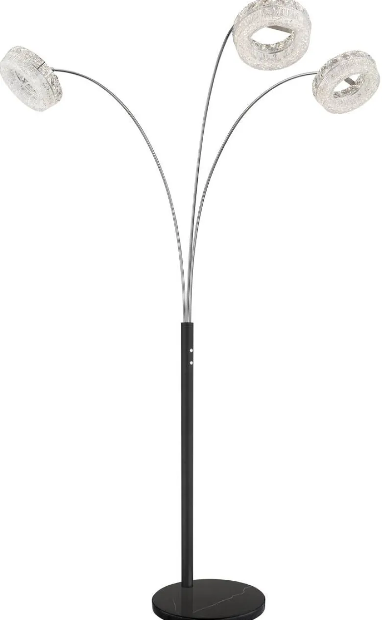 GLOBO Stehlampe klar schwarz Metall Acryl Glas B/H/L: ca. 102x190x82,5 cm 1 Brennstellen