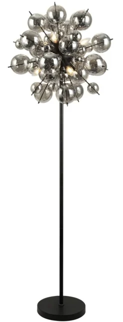 GLOBO Stehlampe mattschwarz Metall Glas H/D: ca. 155x55 cm 6 Brennstellen