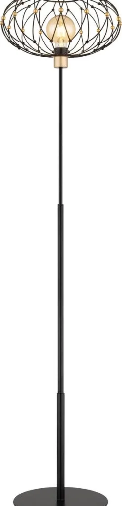 GLOBO Stehlampe mattschwarz Metall H/D: ca. 162x40 cm E27 1 Brennstellen