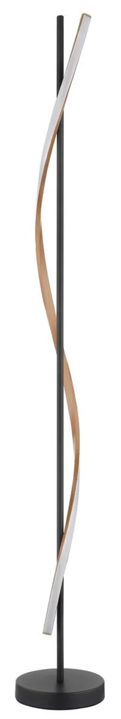 GLOBO Stehlampe mattschwarz dunkelbraun Opal Metall PVC Kunststoff H/D: ca. 150,7x20 cm 1 Brennstellen
