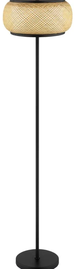 GLOBO Stehlampe natur mattschwarz Metall Bambus H/D: ca. 146,1x38 cm 1 Brennstellen