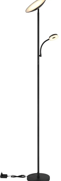 GLOBO Stehlampe Opal Chrom schwarz Metall Kunststoff H/D: ca. 179x25 cm 1 Brennstellen