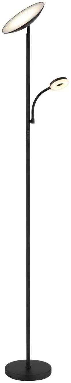 GLOBO Stehlampe Opal Chrom schwarz Metall Kunststoff H/D: ca. 179x25 cm 1 Brennstellen