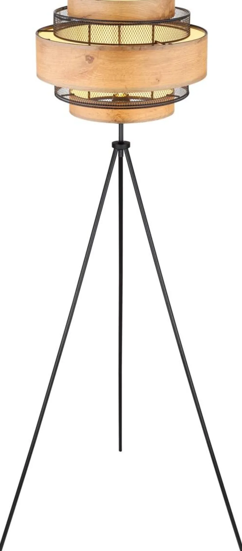 GLOBO Stehlampe SOENI 15650S schwarz natur Metall MDF H/D: ca. 150x60 cm E27 1 Brennstellen