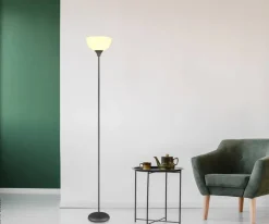 GLOBO Stehlampe titanfarbig schwarz Opal Kunststoff Metall H/D: ca. 178,5x25 cm E27 1 Brennstellen