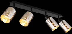 GLOBO Strahler klar mattschwarz Chrom Glas Metall B/H/L: ca. 9x22x86 cm E27 4 Brennstellen