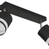 GLOBO Strahler Opal schwarz Kunststoff Metall B/H/L: ca. 8,2x18,5x30 cm 2 Brennstellen