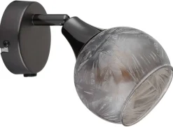 GLOBO Strahler schwarz Chrom Metall Glas B/H/L: ca. 12x14,5x14 cm E14 1 Brennstellen
