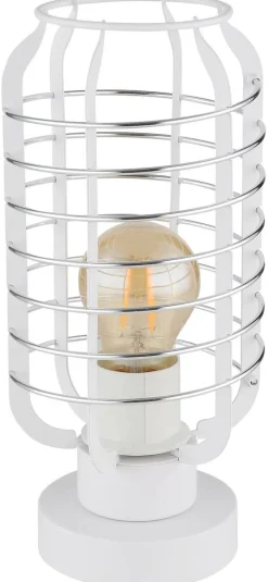 GLOBO Tischleuchte Chrom weiß Aluminium Metall B/H/L: ca. 18x19x33 cm E27 1 Brennstellen