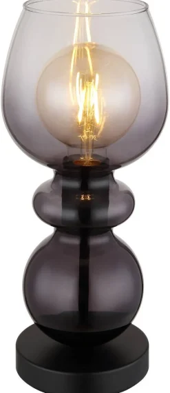 GLOBO Tischleuchte CLARITY 15174T schwarz Rauch Metall H/D: ca. 34,4x15 cm E27 1 Brennstellen
