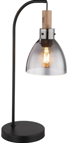 GLOBO Tischleuchte dunkelbraun schwarz Metall MDF B/H/T: ca. 18x55x25 cm E27 1 Brennstellen