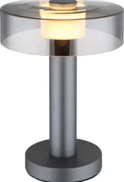GLOBO Tischleuchte grau Aluminium Metall Glas H/D: ca. 31x22 cm 1 Brennstellen