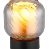 GLOBO Tischleuchte Rauch mattschwarz Metall Glas H/D: ca. 17x14 cm E27 1 Brennstellen