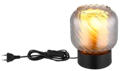 GLOBO Tischleuchte Rauch mattschwarz Metall Glas H/D: ca. 17x14 cm E27 1 Brennstellen