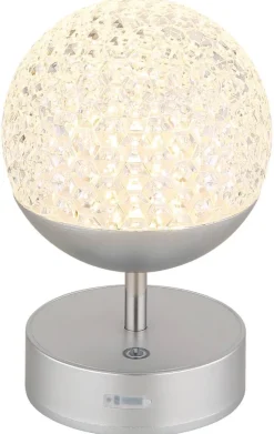 GLOBO Tischleuchte silber Kunststoff Acryl H/D: ca. 31,5x12 cm