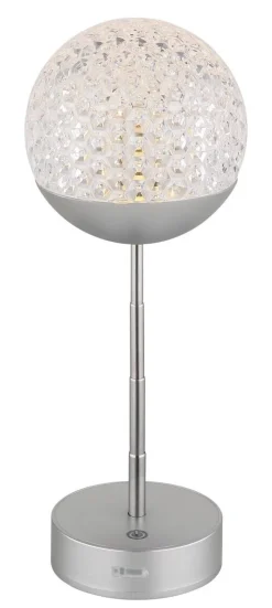 GLOBO Tischleuchte silber Kunststoff Acryl H/D: ca. 31,5x12 cm