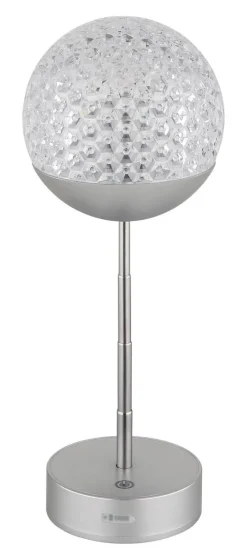 GLOBO Tischleuchte silber Kunststoff Acryl H/D: ca. 31,5x12 cm