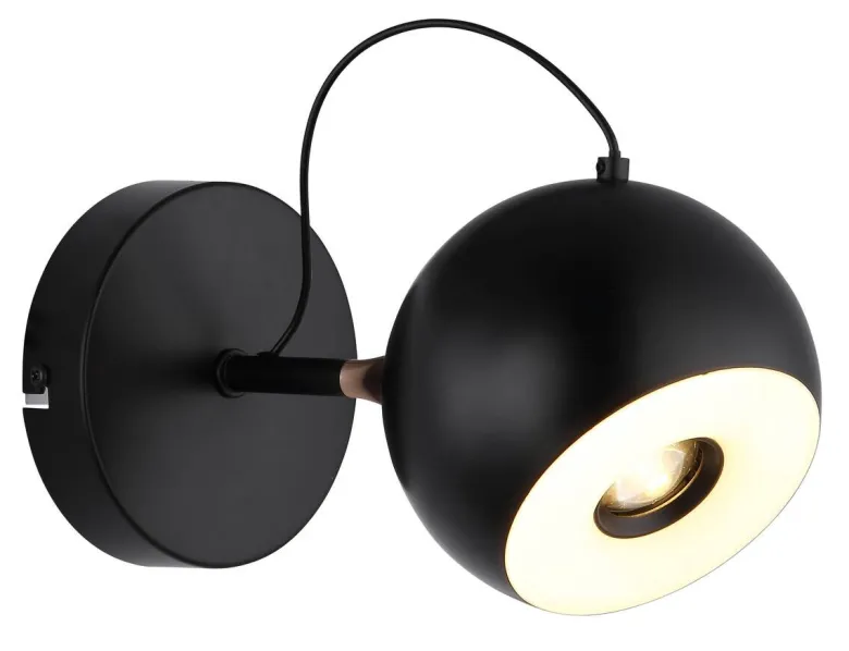 GLOBO Wandleuchte mattschwarz gold Metall D: ca. 12 cm 1 Brennstellen