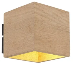 GLOBO Wandleuchte schwarz braun Metall Holz B/H: ca. 11x11 cm G9 1 Brennstellen