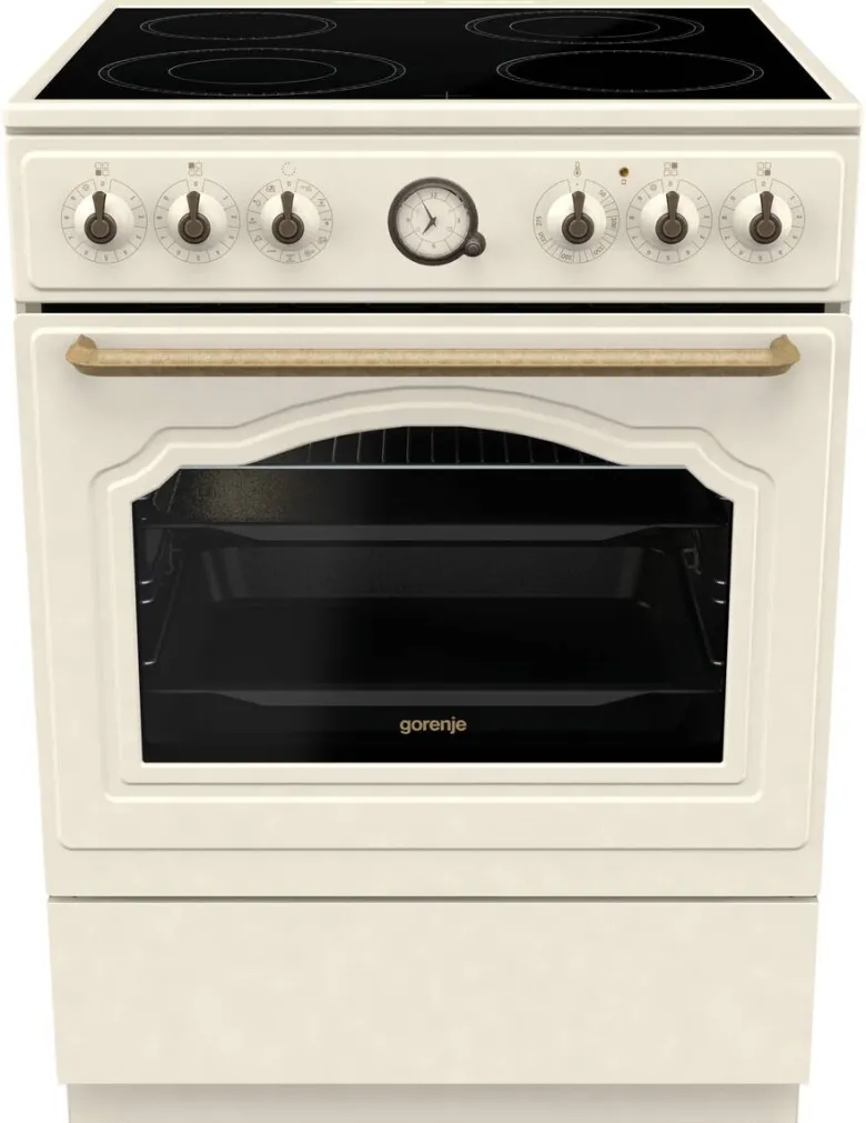 Gorenje Retro-Standherd 60cm mit Glaskeramikkochfeld GECS6B70CLI beige B/H/T: ca. 60x85x60 cm