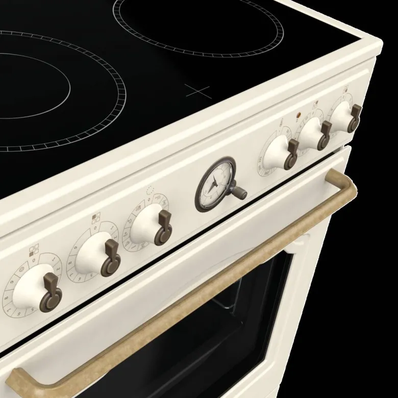 Gorenje Retro-Standherd 60cm mit Glaskeramikkochfeld GECS6B70CLI beige B/H/T: ca. 60x85x60 cm