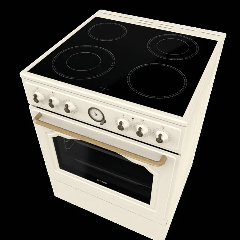 Gorenje Retro-Standherd 60cm mit Glaskeramikkochfeld GECS6B70CLI beige B/H/T: ca. 60x85x60 cm