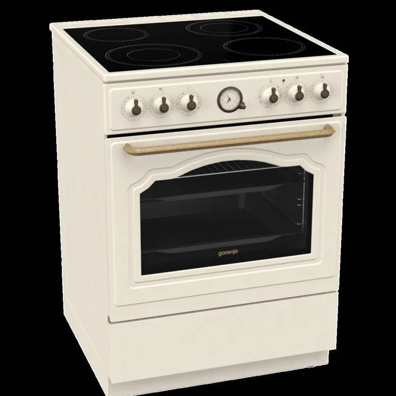 Gorenje Retro-Standherd 60cm mit Glaskeramikkochfeld GECS6B70CLI beige B/H/T: ca. 60x85x60 cm