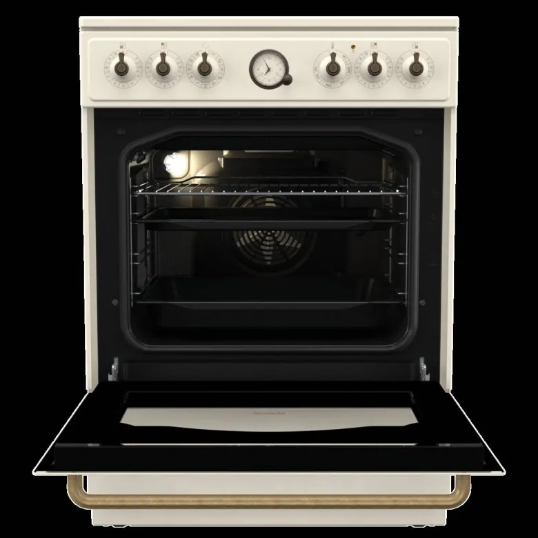 Gorenje Retro-Standherd 60cm mit Glaskeramikkochfeld GECS6B70CLI beige B/H/T: ca. 60x85x60 cm