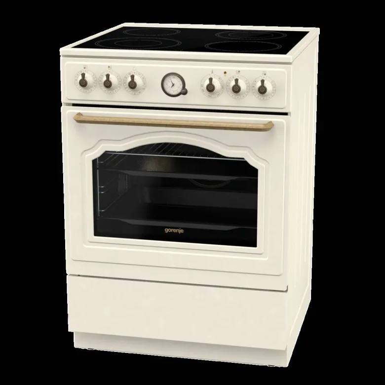 Gorenje Retro-Standherd 60cm mit Glaskeramikkochfeld GECS6B70CLI beige B/H/T: ca. 60x85x60 cm
