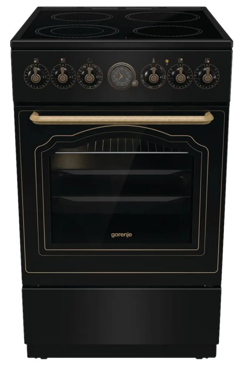 Gorenje Retro-Standherd 50cm mit Glaskeramikkochfeld GECS5B70CLB schwarz B/H/T: ca. 50x85x60 cm