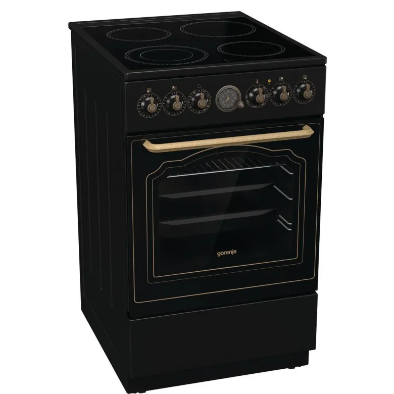 Gorenje Retro-Standherd 50cm mit Glaskeramikkochfeld GECS5B70CLB schwarz B/H/T: ca. 50x85x60 cm