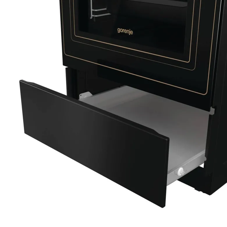 Gorenje Retro-Standherd 50cm mit Glaskeramikkochfeld GECS5B70CLB schwarz B/H/T: ca. 50x85x60 cm