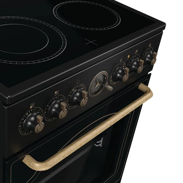 Gorenje Retro-Standherd 50cm mit Glaskeramikkochfeld GECS5B70CLB schwarz B/H/T: ca. 50x85x60 cm