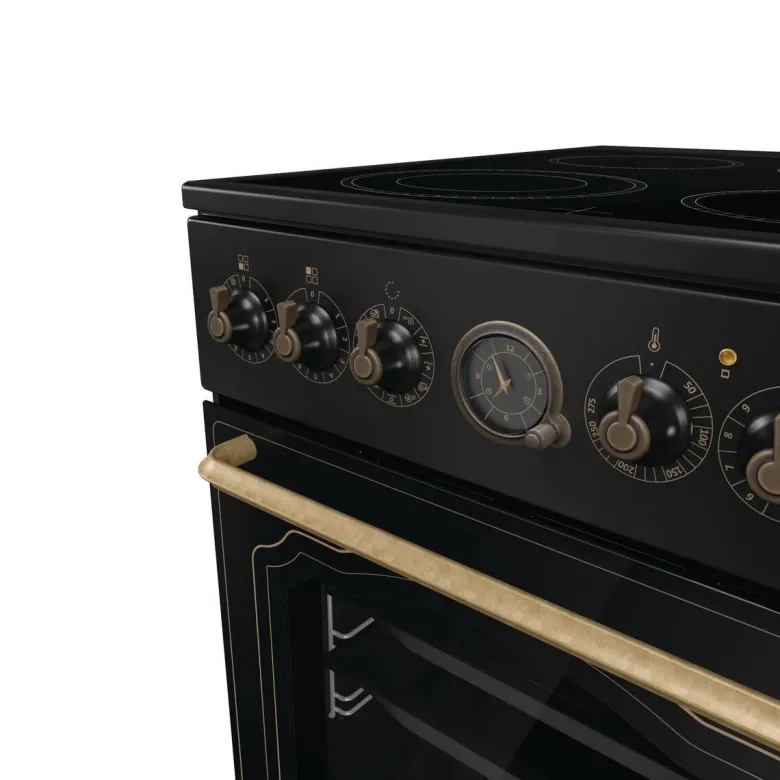 Gorenje Retro-Standherd 50cm mit Glaskeramikkochfeld GECS5B70CLB schwarz B/H/T: ca. 50x85x60 cm