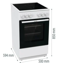 Gorenje Standherd 50cm mit Glaskeramikkochfeld GEC5A22WG weiß B/H/T: ca. 50x85x60 cm