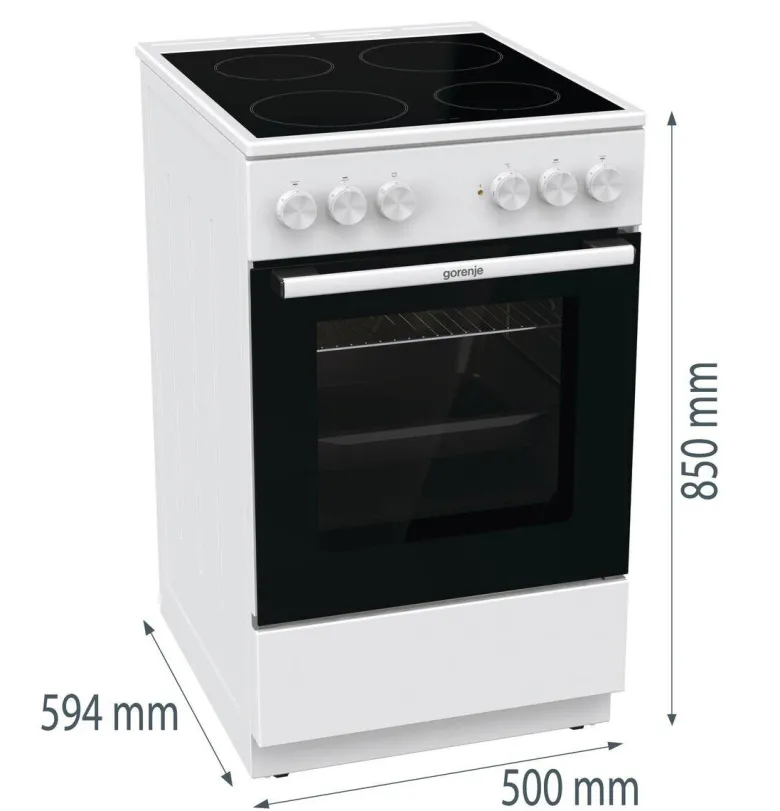Gorenje Standherd 50cm mit Glaskeramikkochfeld GEC5A22WG weiß B/H/T: ca. 50x85x60 cm