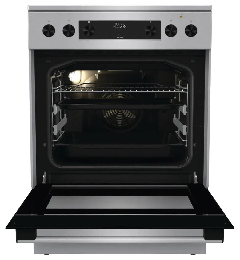 Gorenje Standherd 60cm mit Glaskeramikkochfeld GECS6C70XPA Edelstahloptik B/H/T: ca. 60x85x60 cm