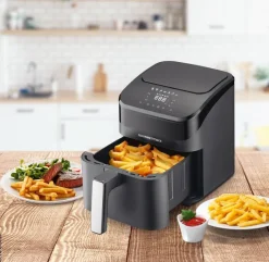 GOURMETmaxx Heißluftfritteuse schwarz Metall B/H/L: ca. 24x28,6x34,9 cm ca. 4 l